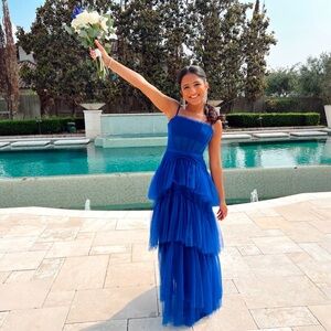 Betsy & Adam Royal Blue Tiered Dress